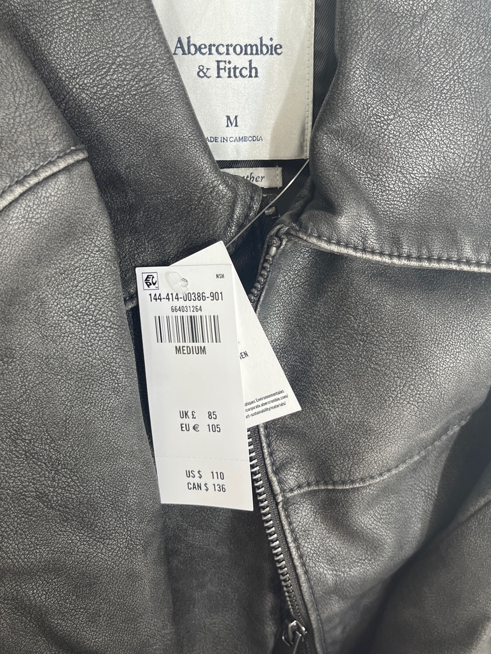 Abercrombie and fitch slim fit vegan leather jacket - Picture 7 of 8
